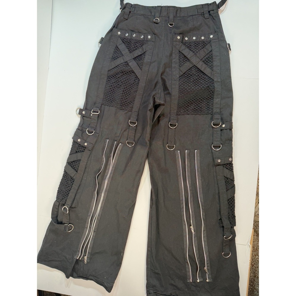 Tripp NYC Pants Small Black Goth Cyber Rave Strap Bondage Wide Leg